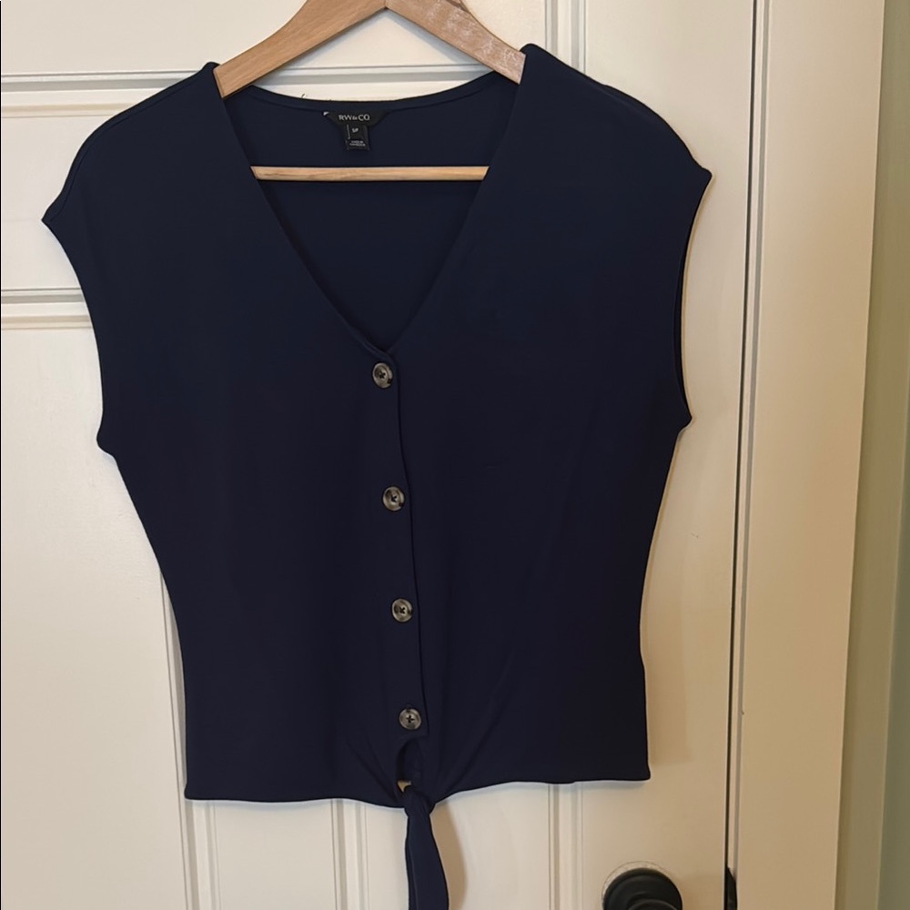 RW & CO Navy Button-Down Top